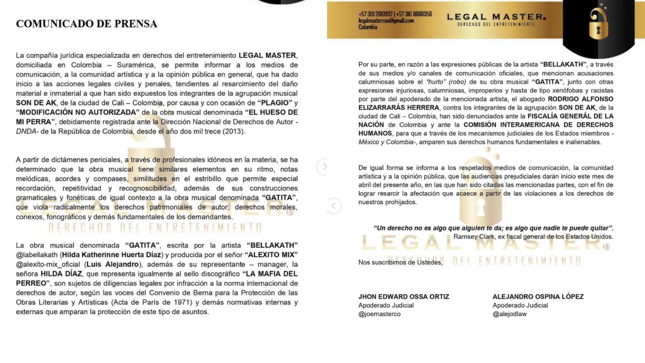 Bellakath demanda de plagio