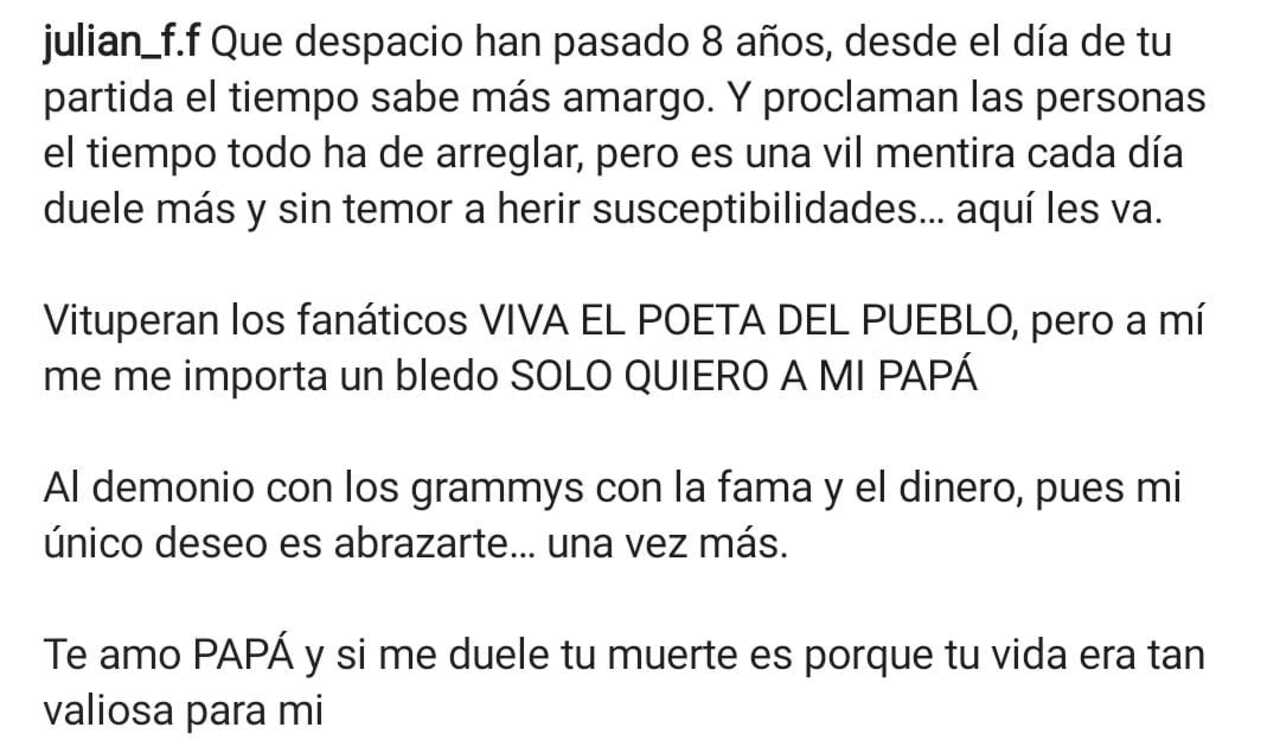 Julián Figueroa palabras Joan Sebastian