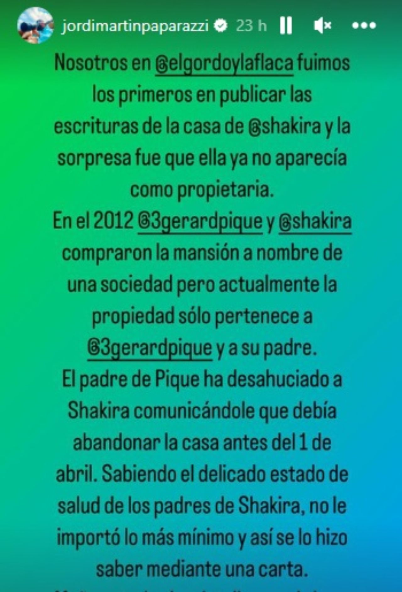 Papa Pique corre Shakira pone ultimatim