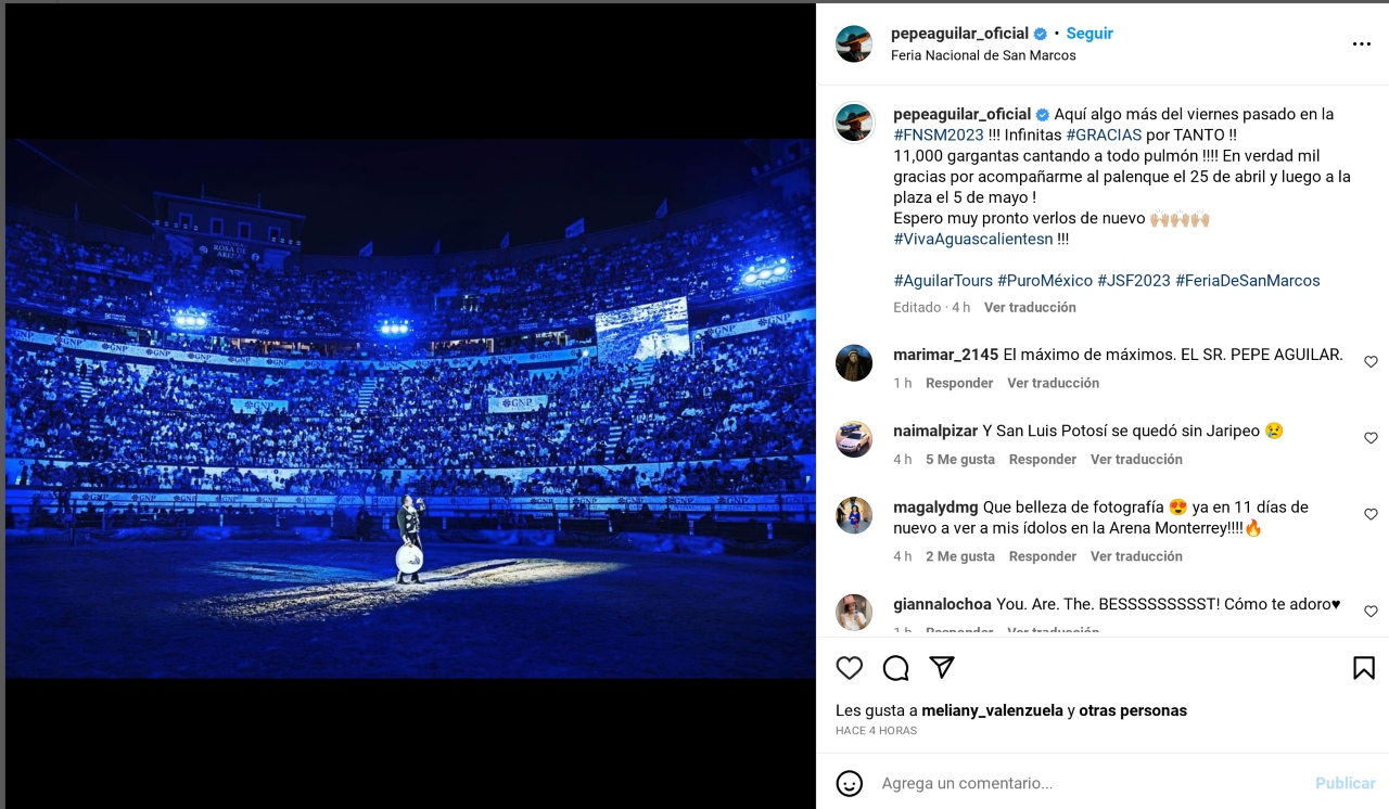 Pepe Aguilar concierto Semivacío Ángela