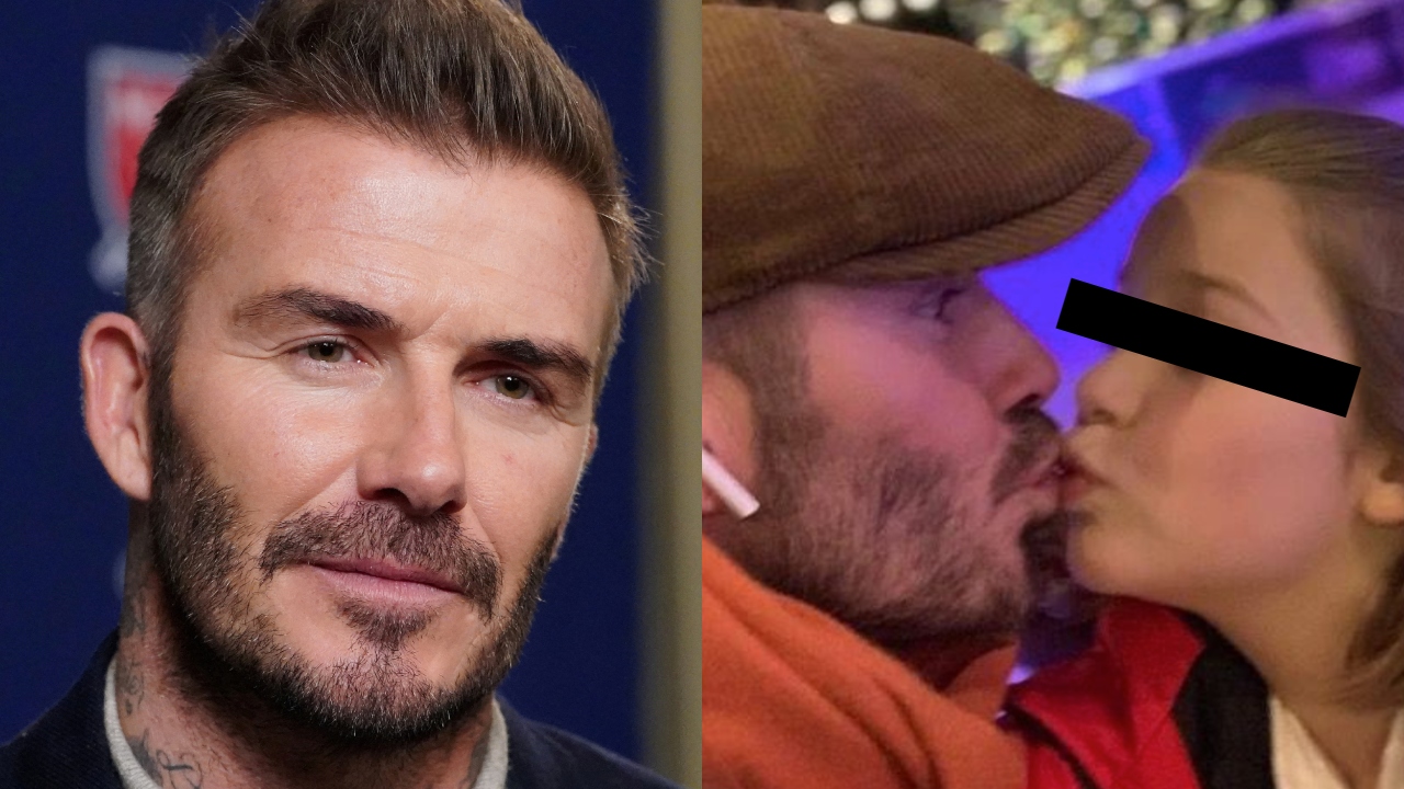 david Beckham besa hija en la boca