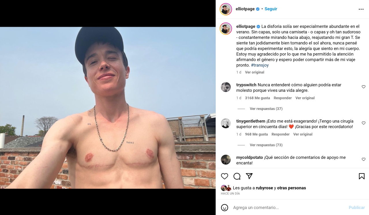 Elliot Page sin camiseta