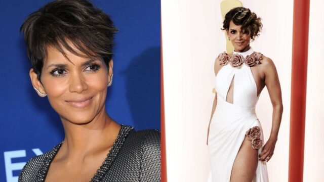 Halle Berry posando sin nada terraza casa