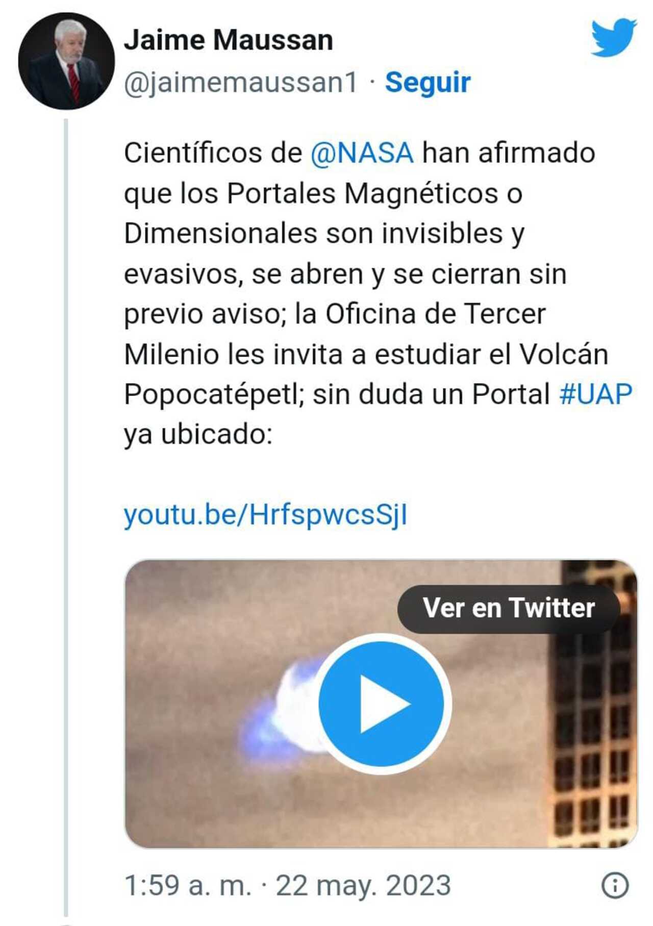 Jaime Mausan Popocatepetl portal extraterrestre