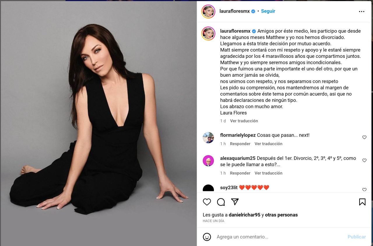Laura Flores divorcio Mattew Flannery