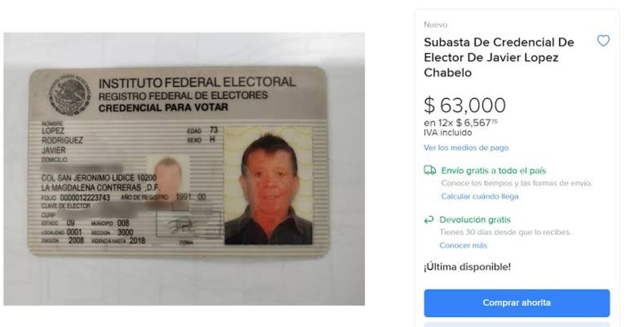 INE de Chabelo precio