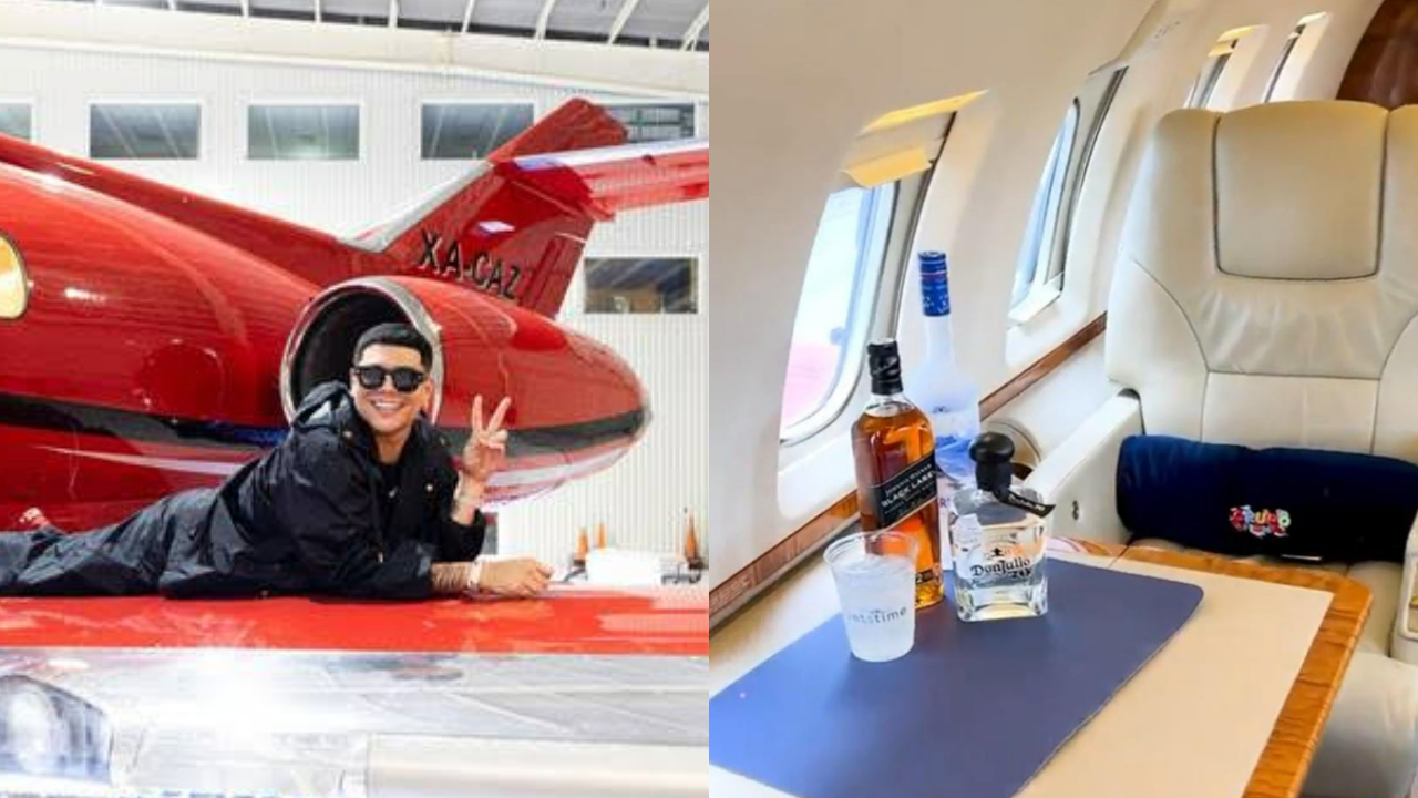 Así luce en avión privado de Eduin Caz