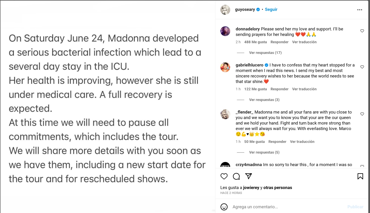 Madonna hospitalizada posponen gira