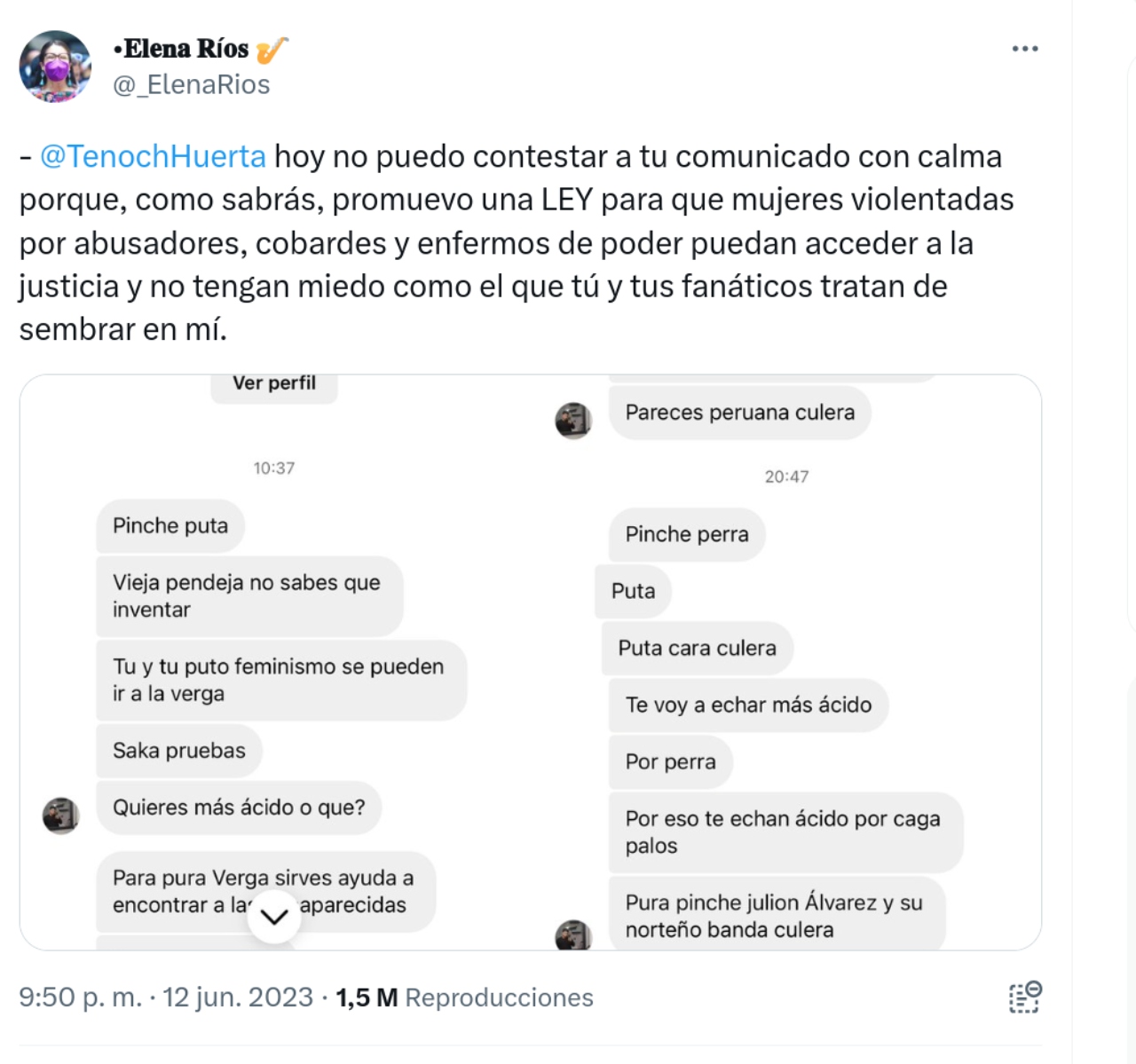 María Elena Ríos denuncia Amenazas Tenoch Huerta