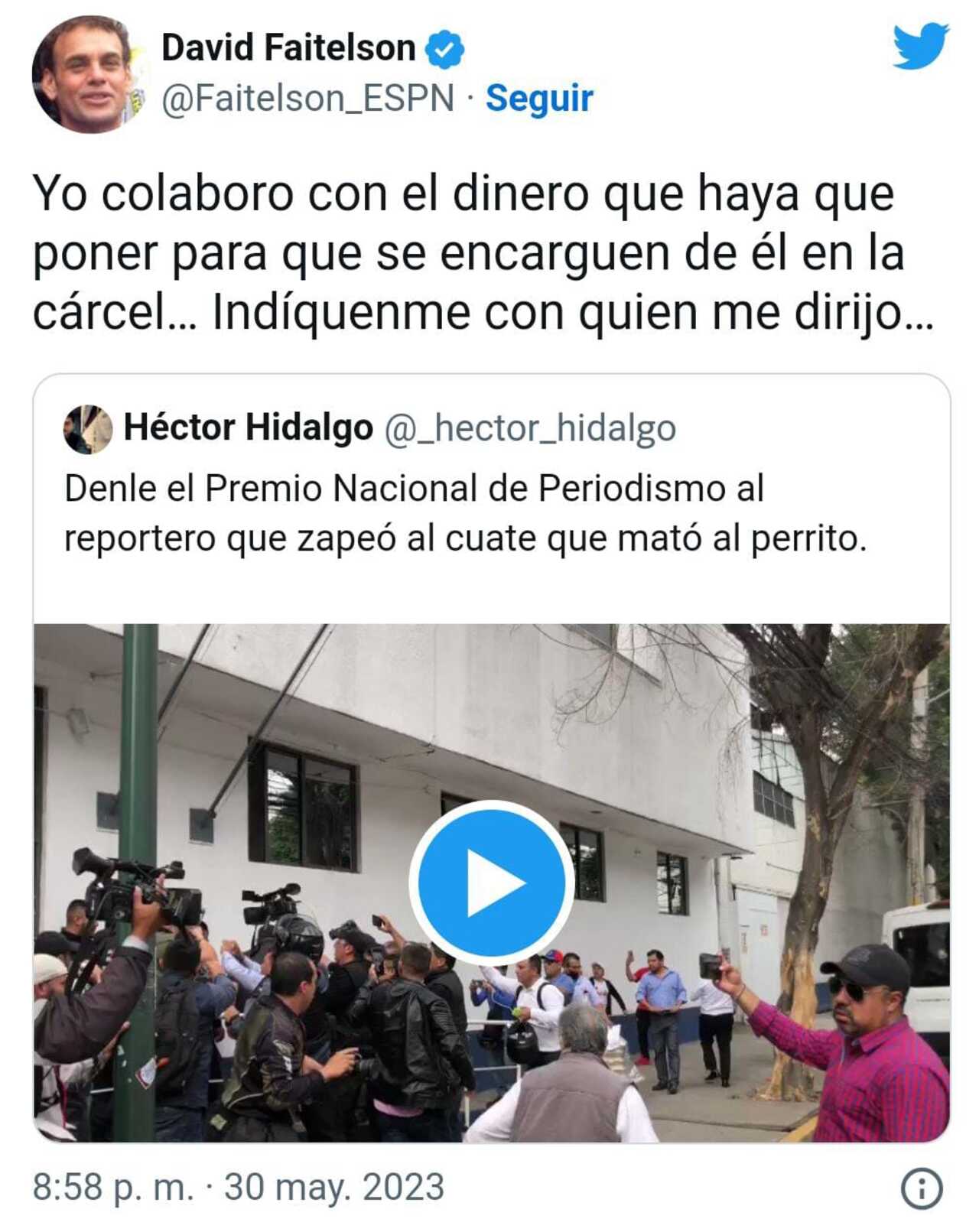 Faitelson ofrece apoyo en Twitter a Scooby