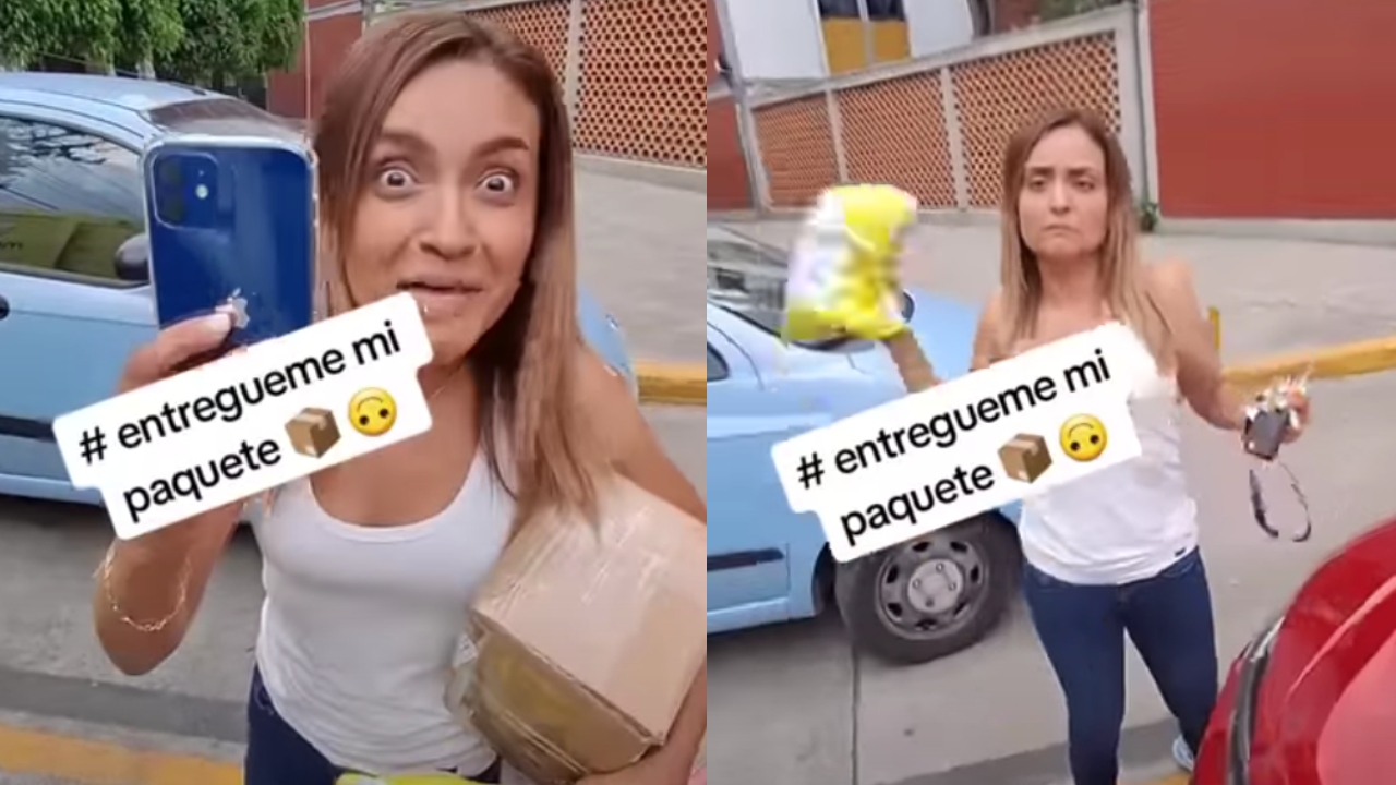 lady paquete enfuere repartidores