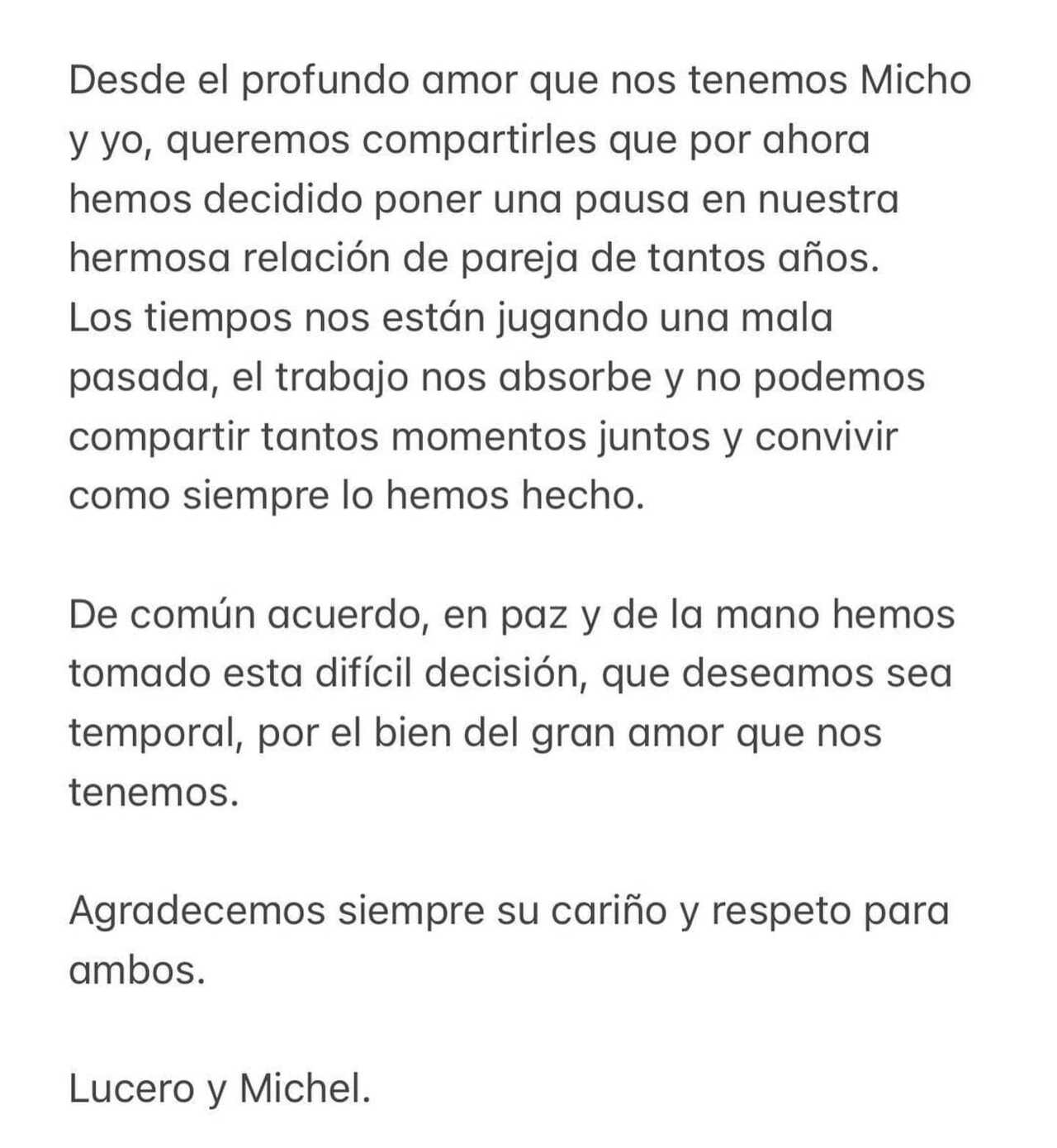 Lucero y Michel Kuri se separan tras 10 años de relación