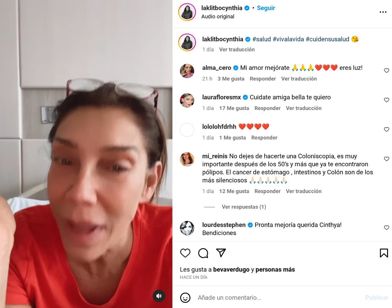 cynthia klitbo enferma instagram